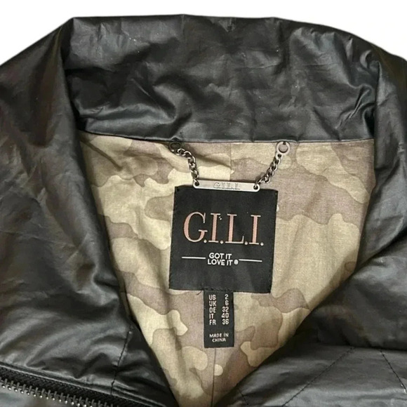 G.I.L.I. Coated Cotton Black Anorak Jacket High Collar Pockets Zippers Lined S - Picture 8 of 9